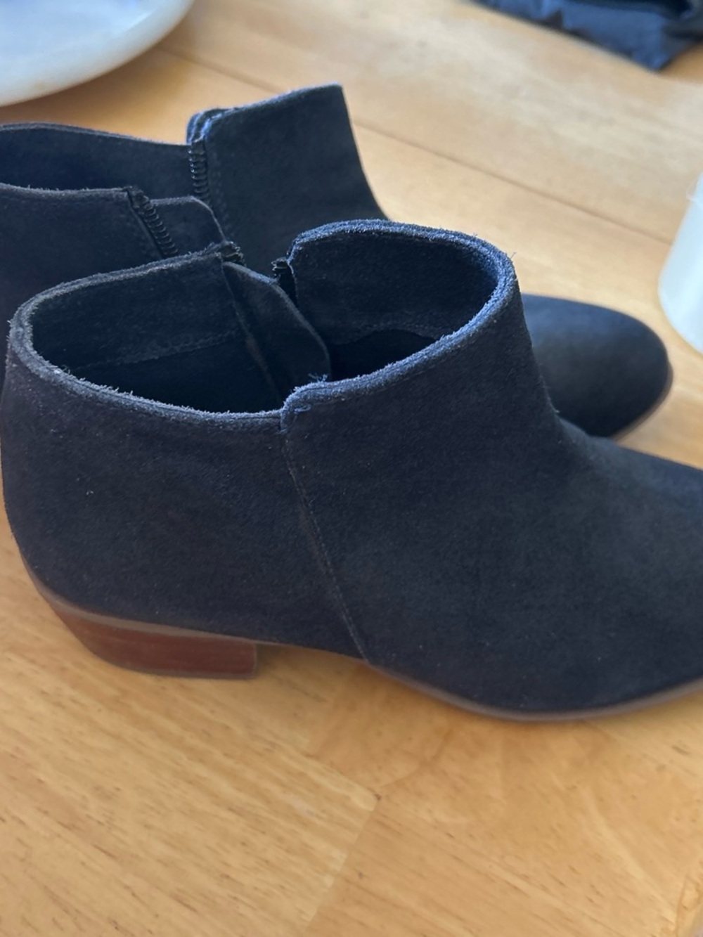 Women's Suede Ankle Booties in black- Classic Low Heel